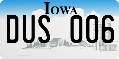 IA license plate DUS006
