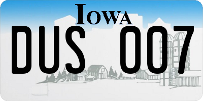 IA license plate DUS007