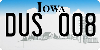 IA license plate DUS008