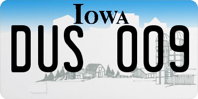 IA license plate DUS009