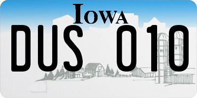 IA license plate DUS010