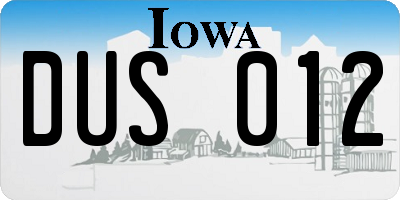 IA license plate DUS012