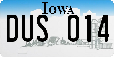 IA license plate DUS014