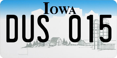 IA license plate DUS015