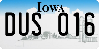 IA license plate DUS016