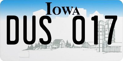 IA license plate DUS017