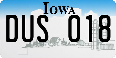 IA license plate DUS018
