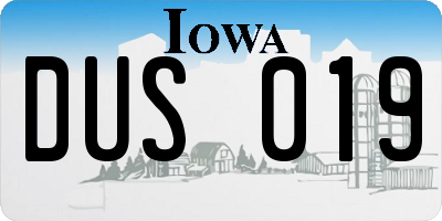 IA license plate DUS019