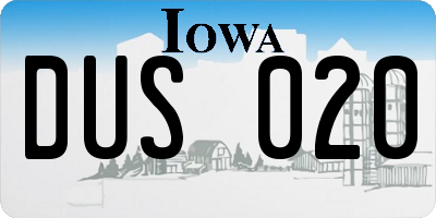IA license plate DUS020