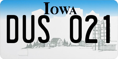 IA license plate DUS021