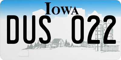 IA license plate DUS022