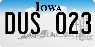 IA license plate DUS023