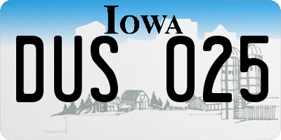IA license plate DUS025
