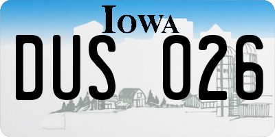 IA license plate DUS026