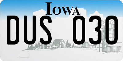 IA license plate DUS030