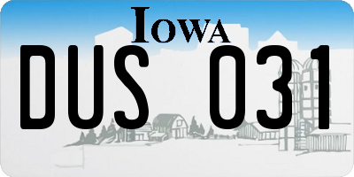 IA license plate DUS031