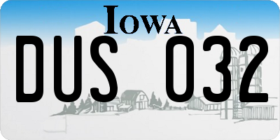 IA license plate DUS032