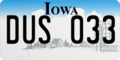 IA license plate DUS033