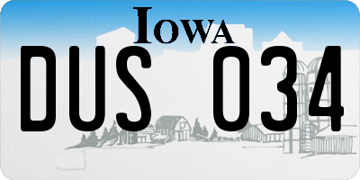 IA license plate DUS034