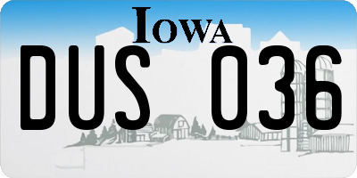 IA license plate DUS036