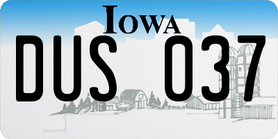 IA license plate DUS037