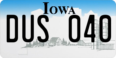 IA license plate DUS040