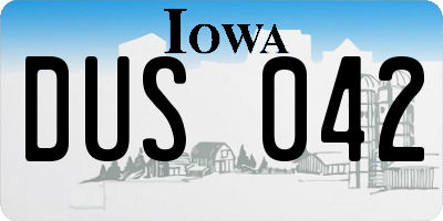 IA license plate DUS042