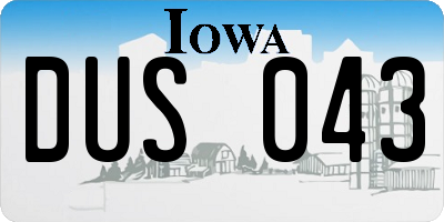 IA license plate DUS043