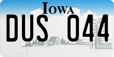 IA license plate DUS044