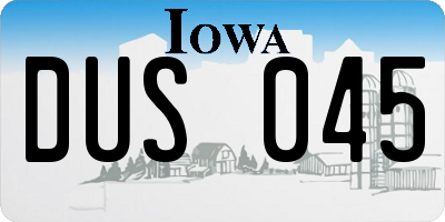 IA license plate DUS045
