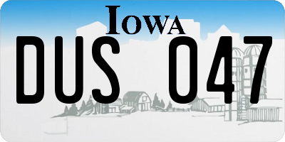 IA license plate DUS047