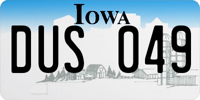 IA license plate DUS049