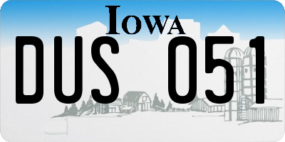 IA license plate DUS051