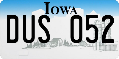 IA license plate DUS052