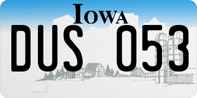 IA license plate DUS053