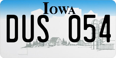 IA license plate DUS054