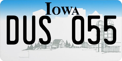 IA license plate DUS055