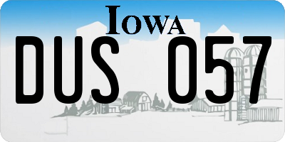 IA license plate DUS057