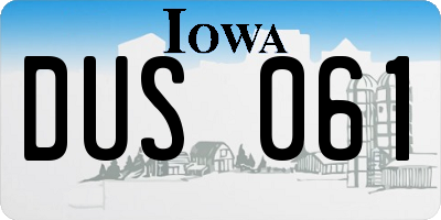 IA license plate DUS061