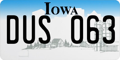IA license plate DUS063