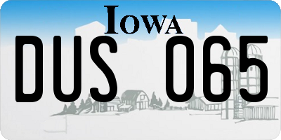IA license plate DUS065