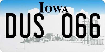 IA license plate DUS066