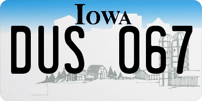 IA license plate DUS067