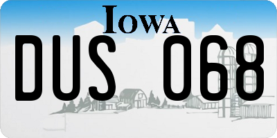IA license plate DUS068