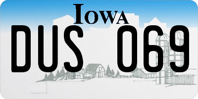 IA license plate DUS069