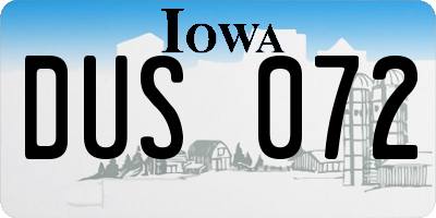 IA license plate DUS072