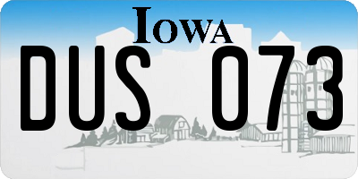 IA license plate DUS073