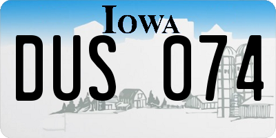 IA license plate DUS074