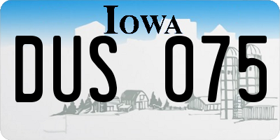 IA license plate DUS075