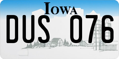 IA license plate DUS076